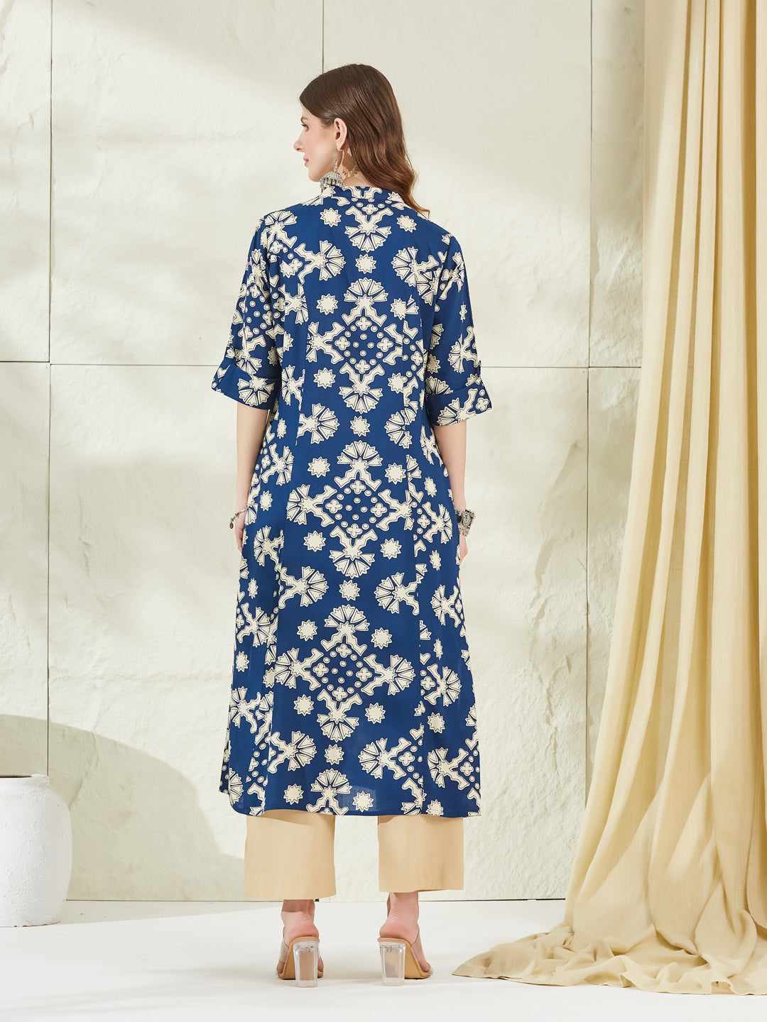 Blue Rayon A-Line Kurta