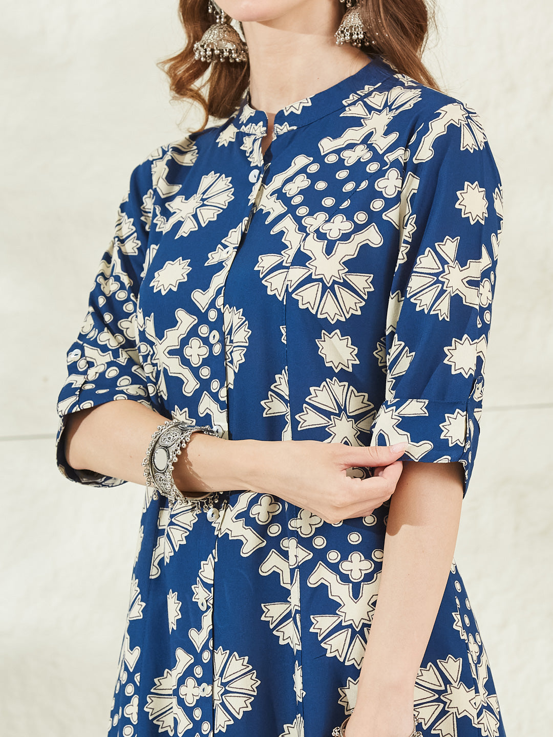 Blue Rayon A-Line Kurta