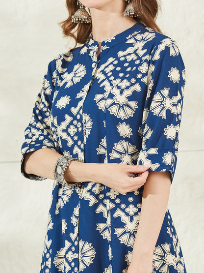 Blue Rayon A-Line Kurta