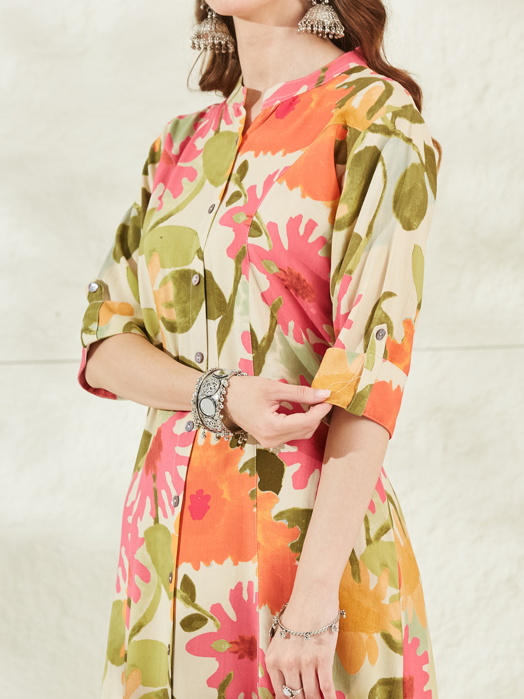 Cream Rayon A-Line Kurta