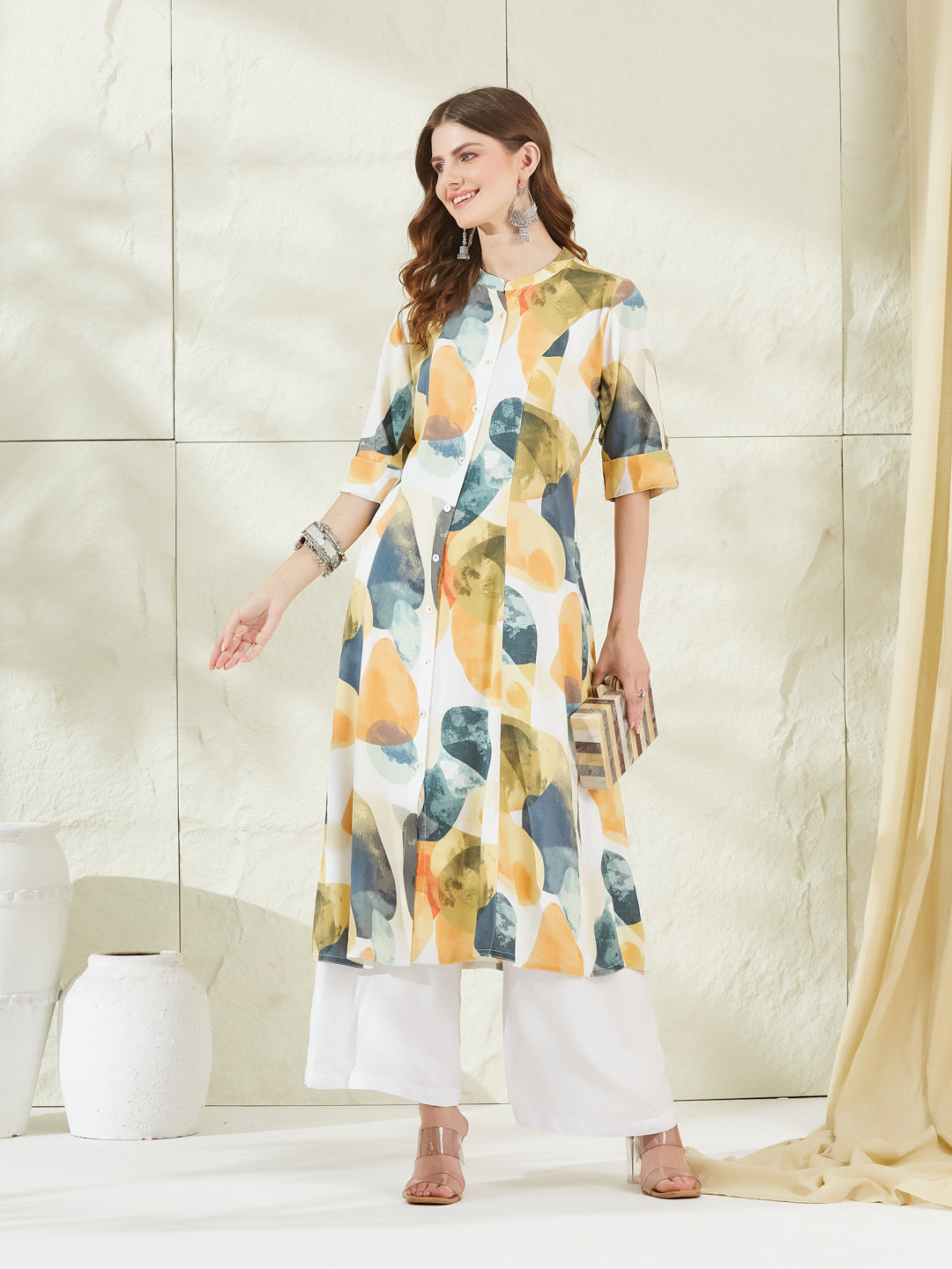 Aqua Green Rayon A-Line Kurta