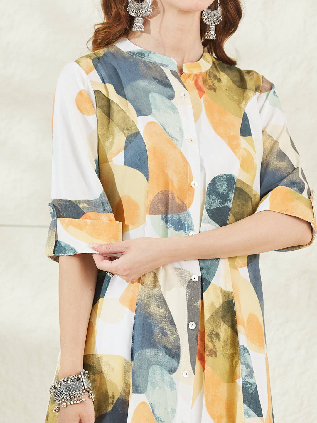 Aqua Green Rayon A-Line Kurta