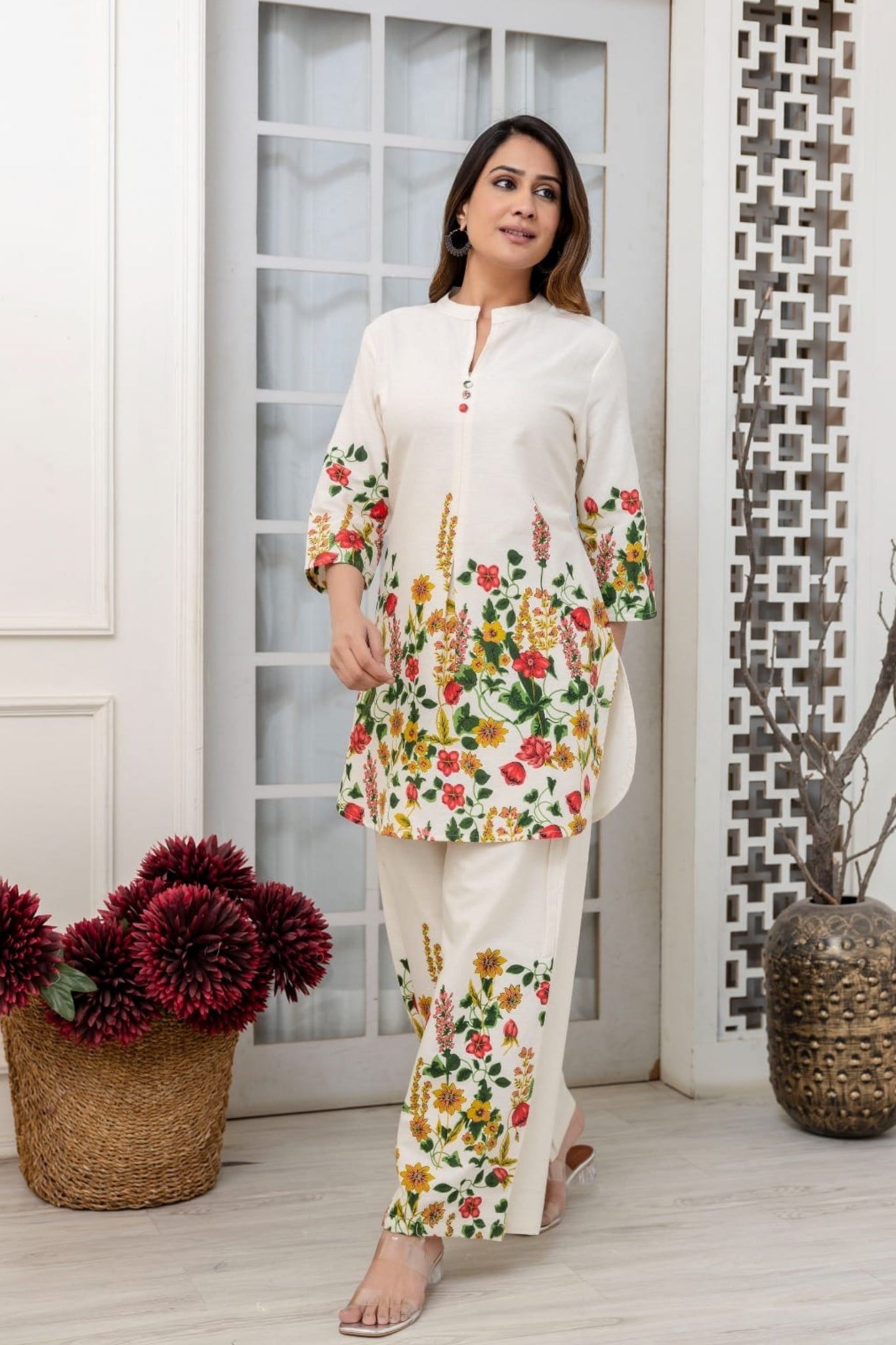 Basant Bliss Coord Set - Yellow and Red