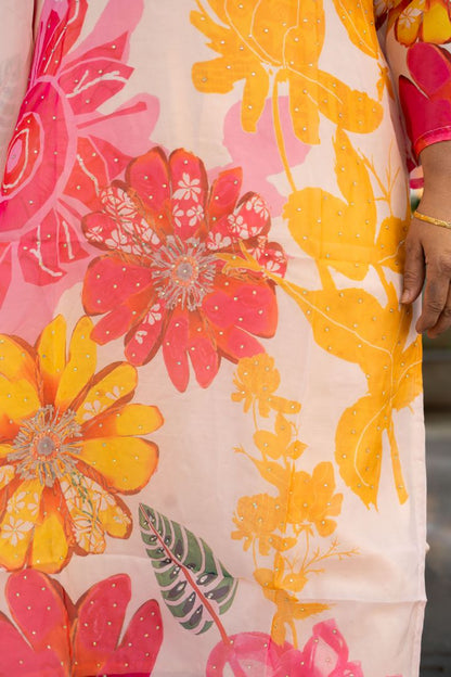 A Blooming Sunrise Straight Kurta Set With Dupatta