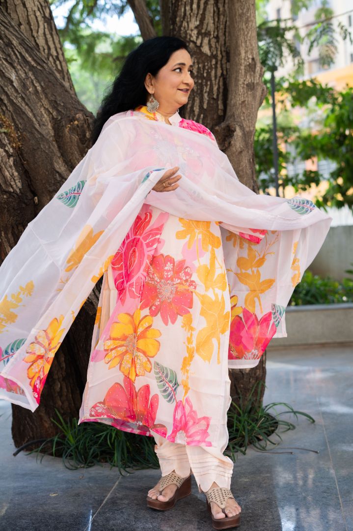 Blooming Sunrise Straight Kurta Set With Dupatta