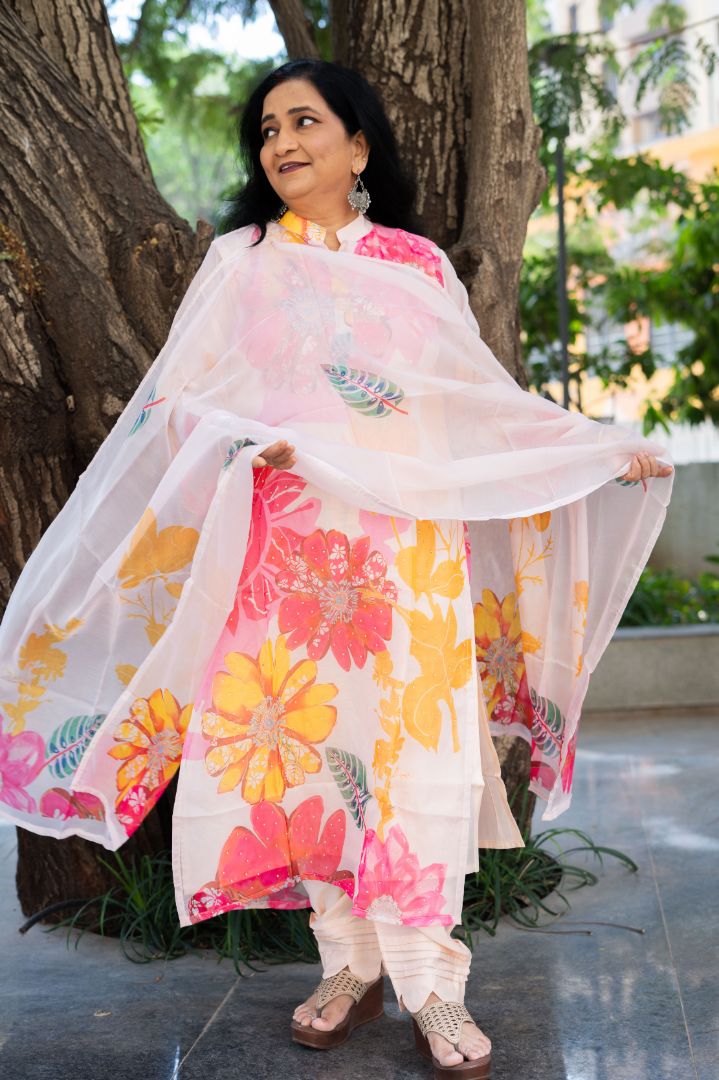 A Blooming Sunrise Straight Kurta Set With Dupatta