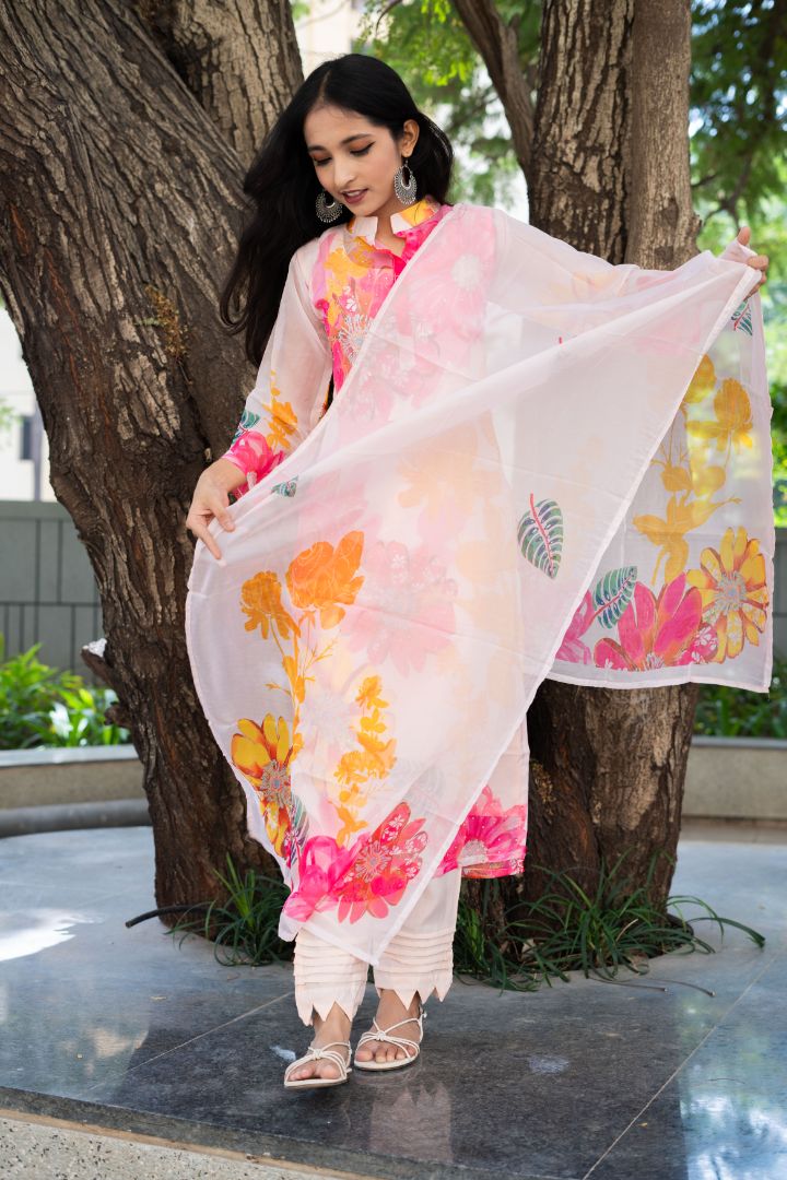 Blooming Sunrise Straight Kurta Set With Dupatta