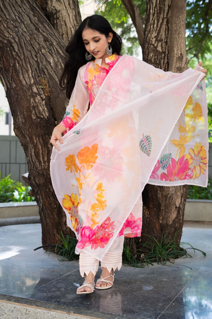 A Blooming Sunrise Straight Kurta Set With Dupatta