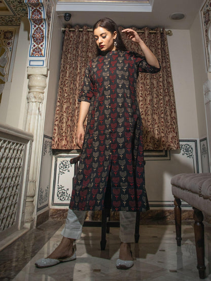  Black Cotton Flex A Line Kurta - world.com