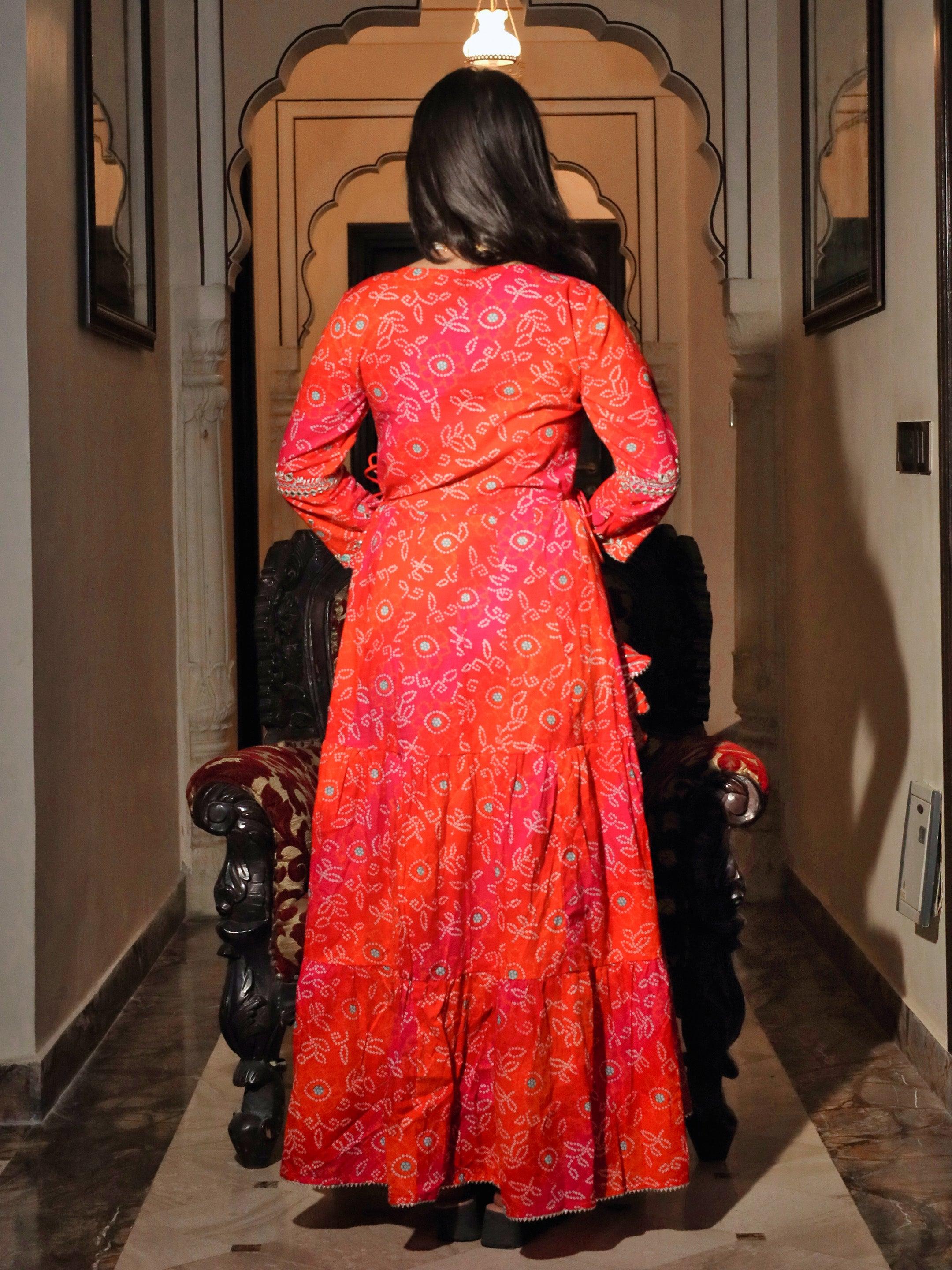  Bandhej Printed Anarkali Kurta - world.com