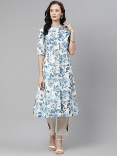Floral Print Cotton Kurta