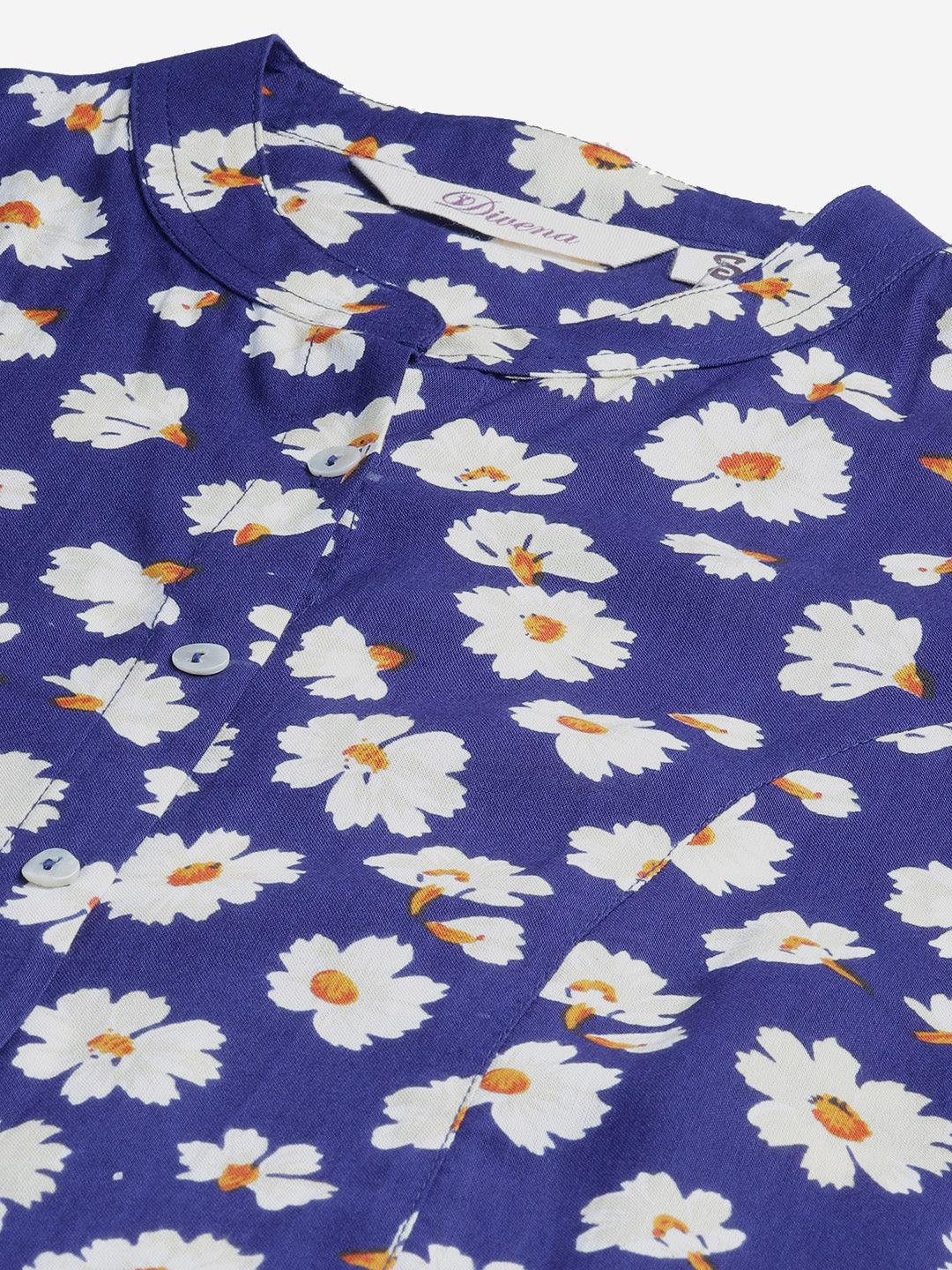  Rayon Dark Blue Floral Top -  world
