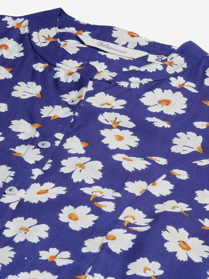  Rayon Dark Blue Floral Top -  world