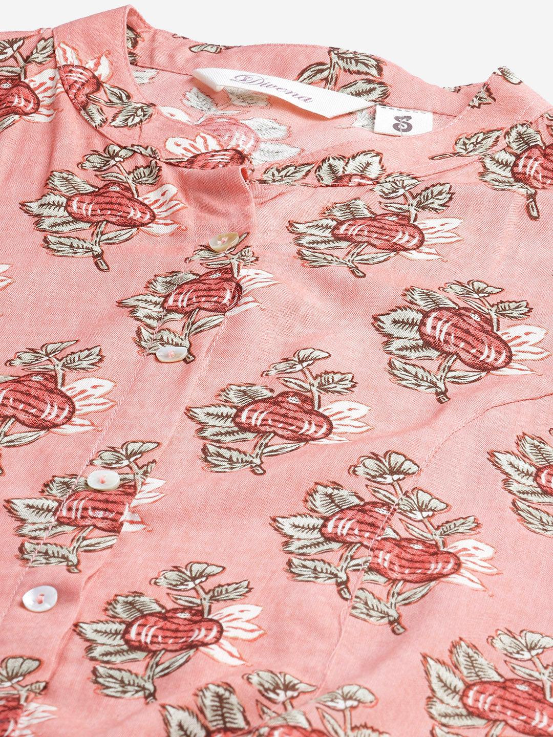  Peach Printed Rayon Top -  world