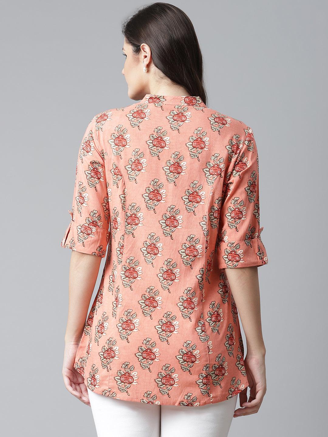  Peach Printed Rayon Top -  world
