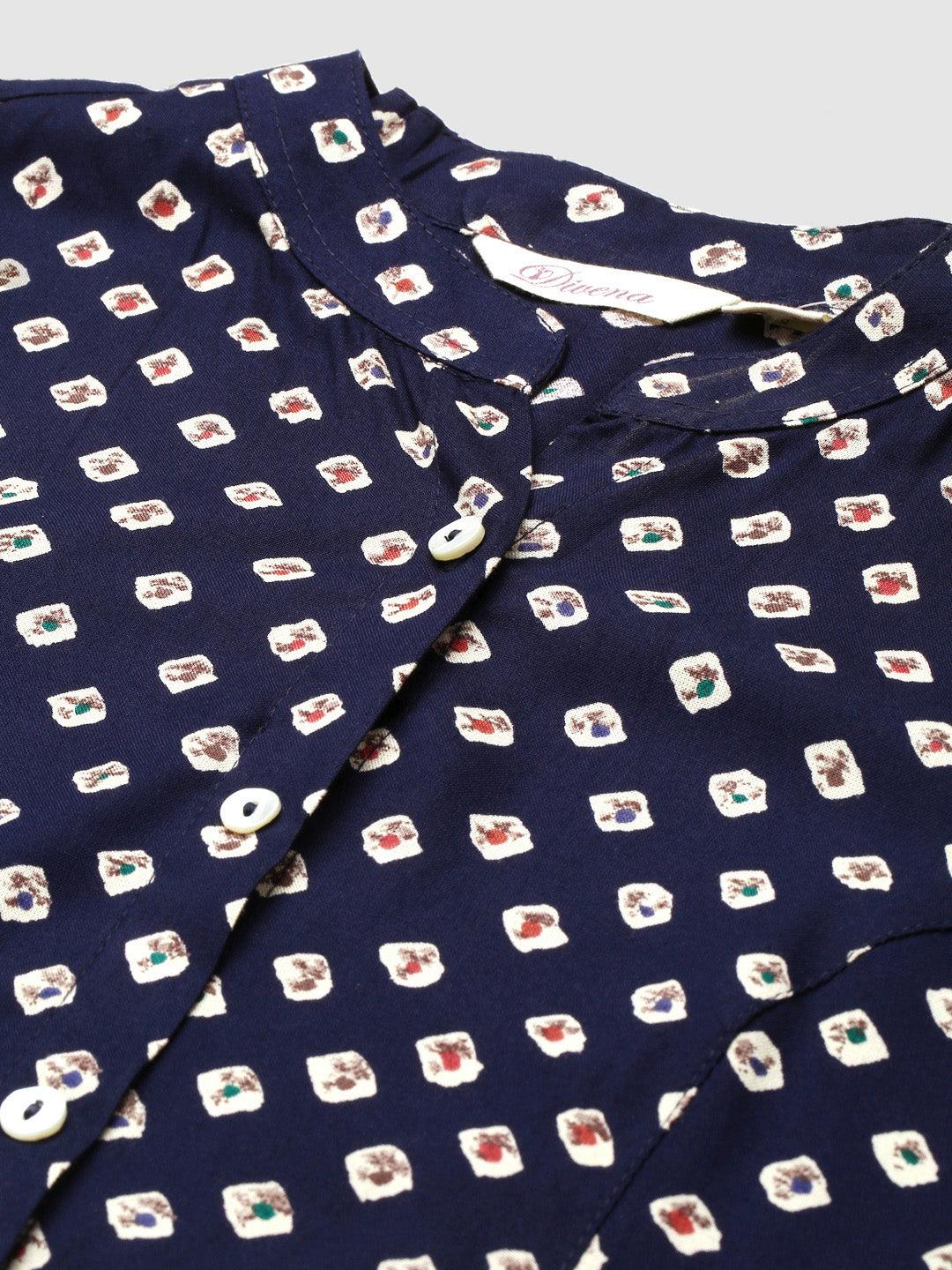  Blue Bandhani Print Rayon Top -  world