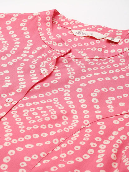  Pink Bandhani Print Rayon Top -  world