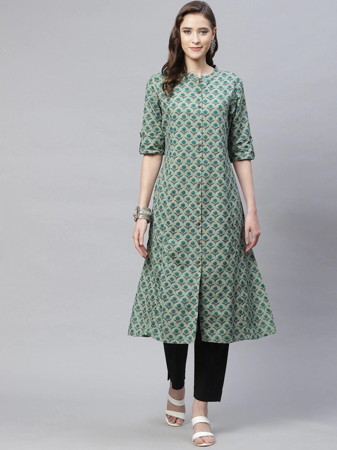  Green Cotton Flex Kurta -  world