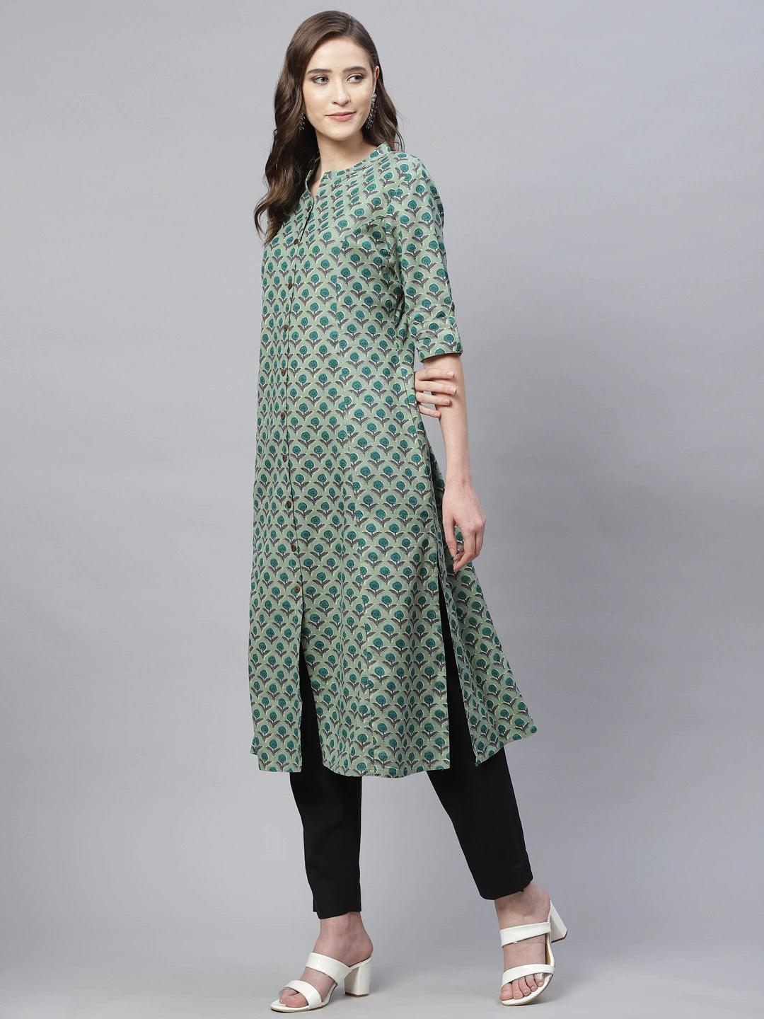  Green Cotton Flex Kurta -  world