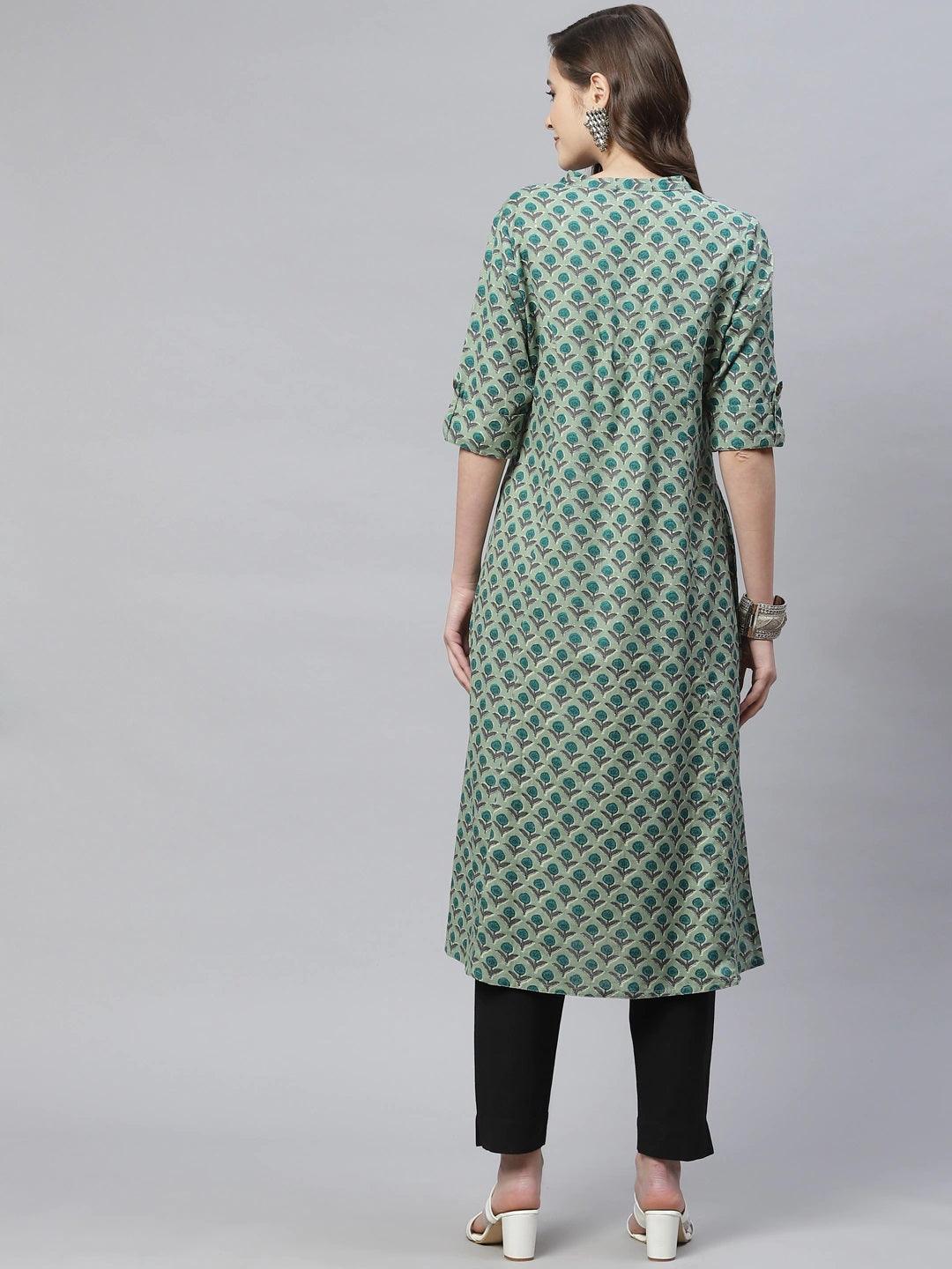 Green Cotton Flex Kurta -  world