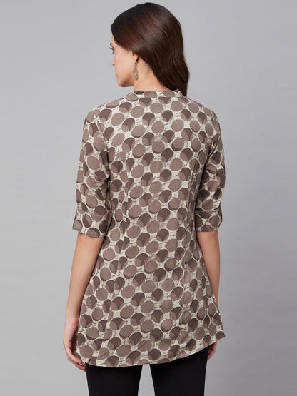  Brown Floral Rayon A-line Shirts Style Top -  world