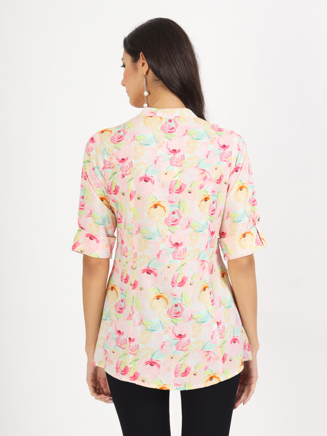 Green Floral Printed Rayon Top