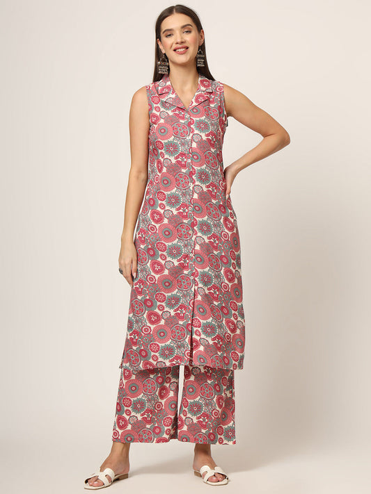 Maroon Printed Rayon Fabric Straight Kurta
