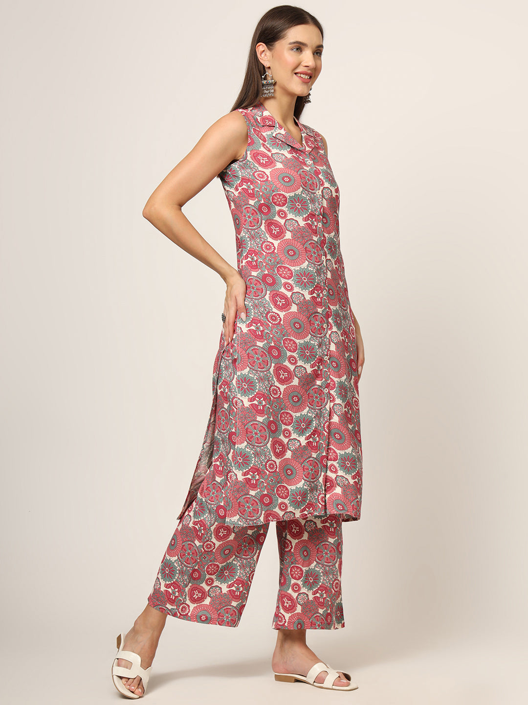 Maroon Printed Rayon Fabric Straight Kurta
