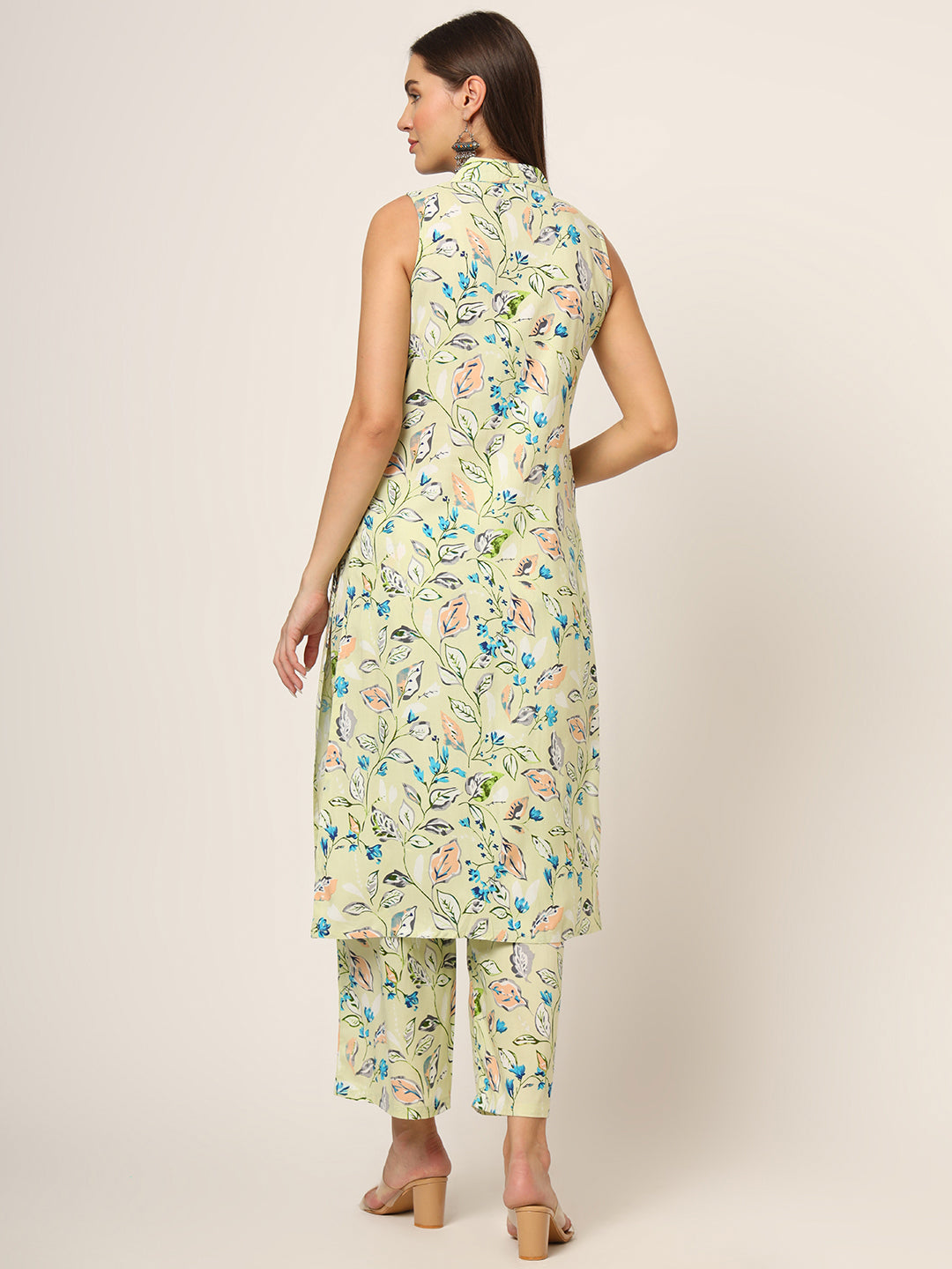 Cream Printed Rayon Fabric Straight Kurta