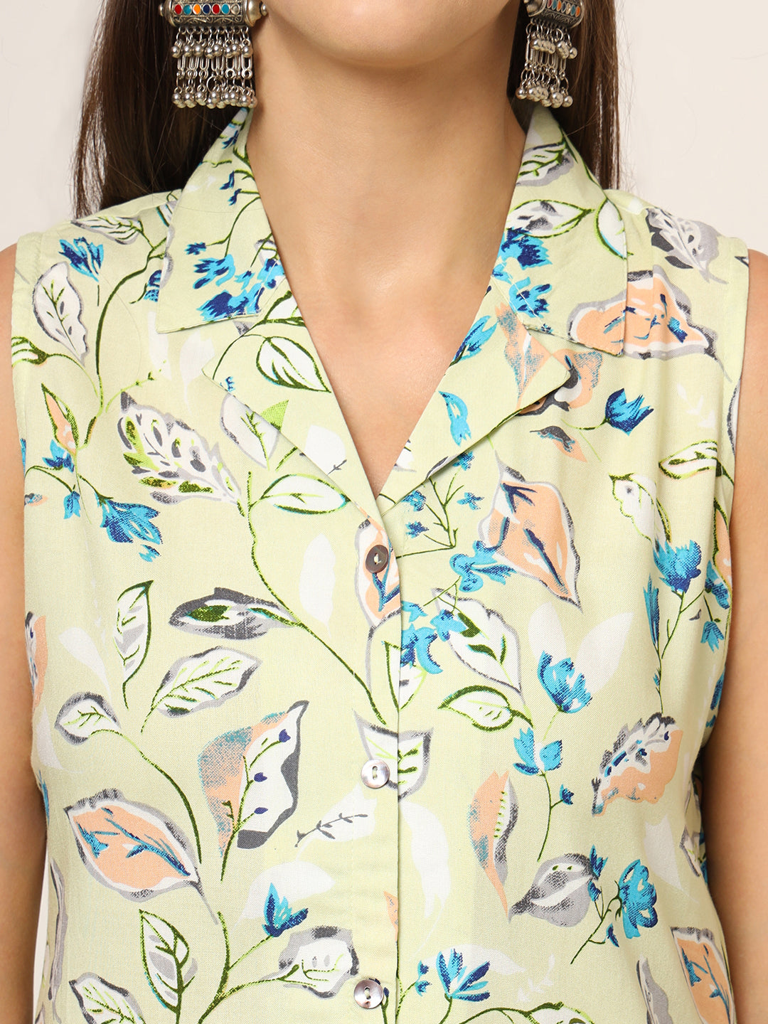 Cream Printed Rayon Fabric Straight Kurta