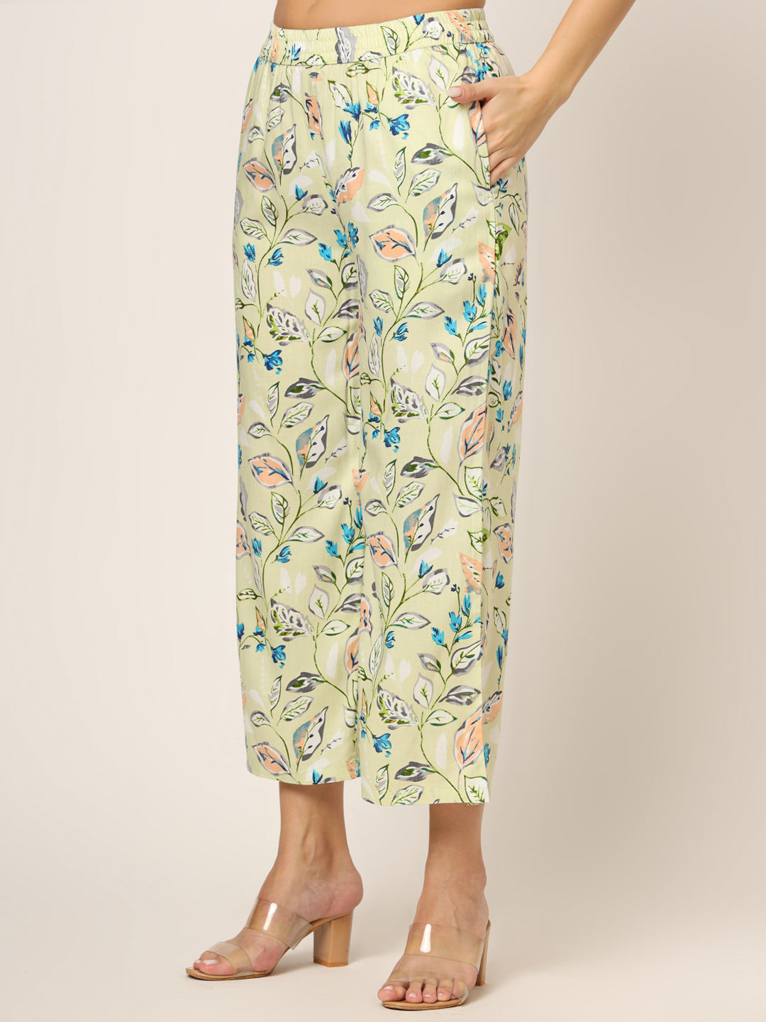 Cream Printed Rayon Fabric Straight Kurta