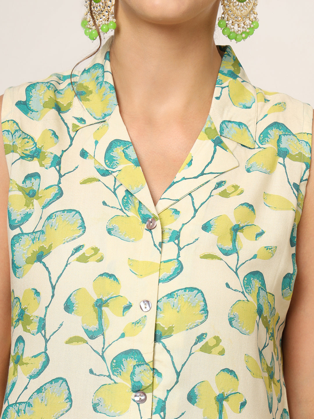 Cream Printed Rayon Fabric Straight Kurta