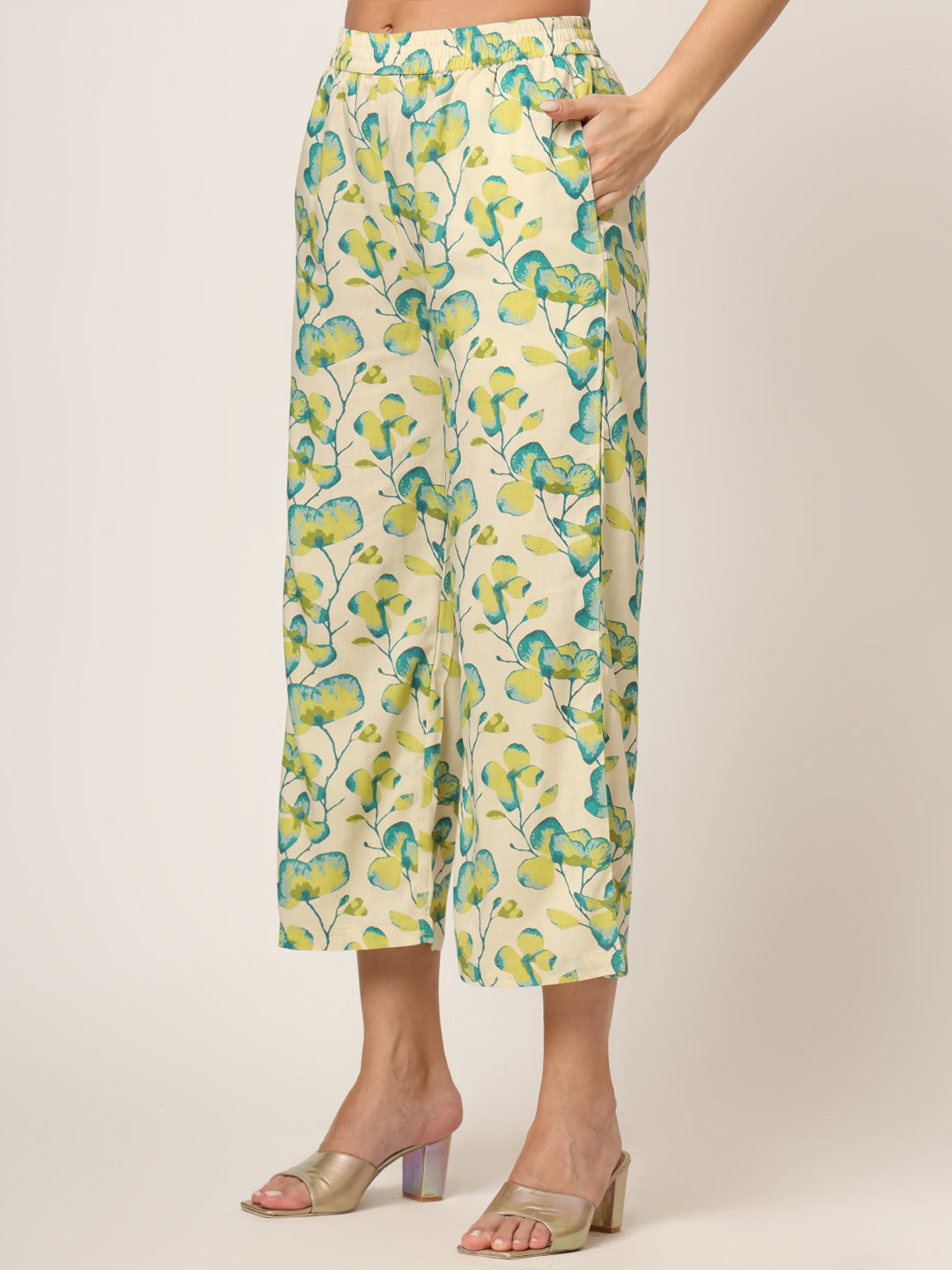 Cream Printed Rayon Fabric Straight Kurta