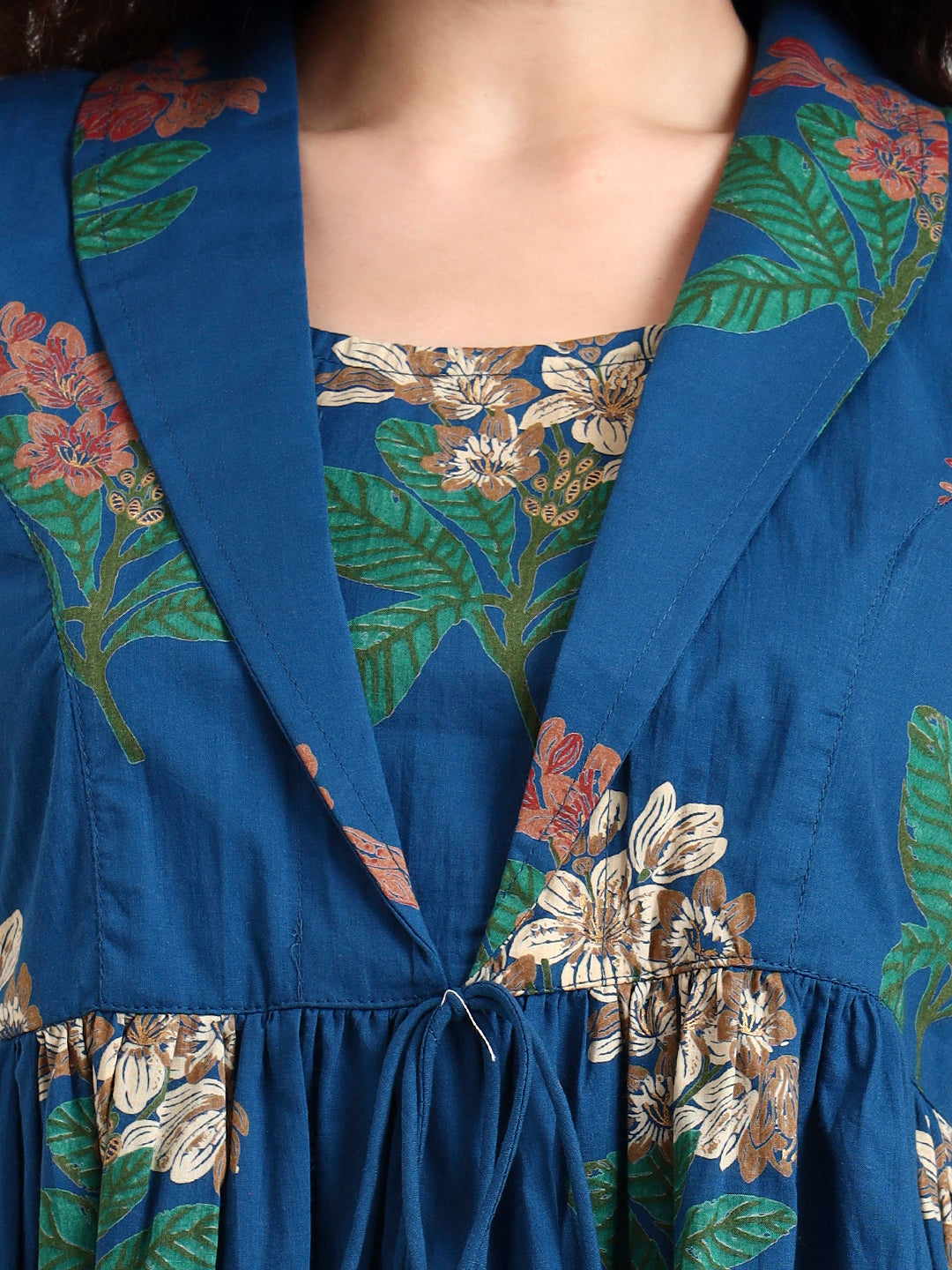 Sky Blue Floral Print Cotton Top