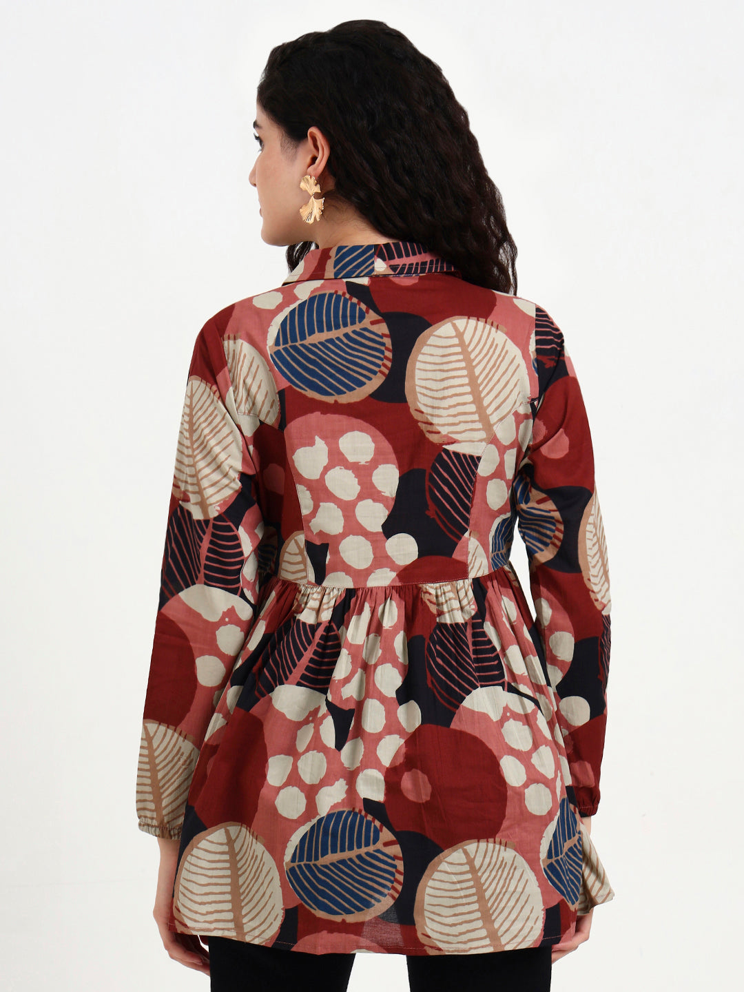 Maroon Floral Print Cotton Top