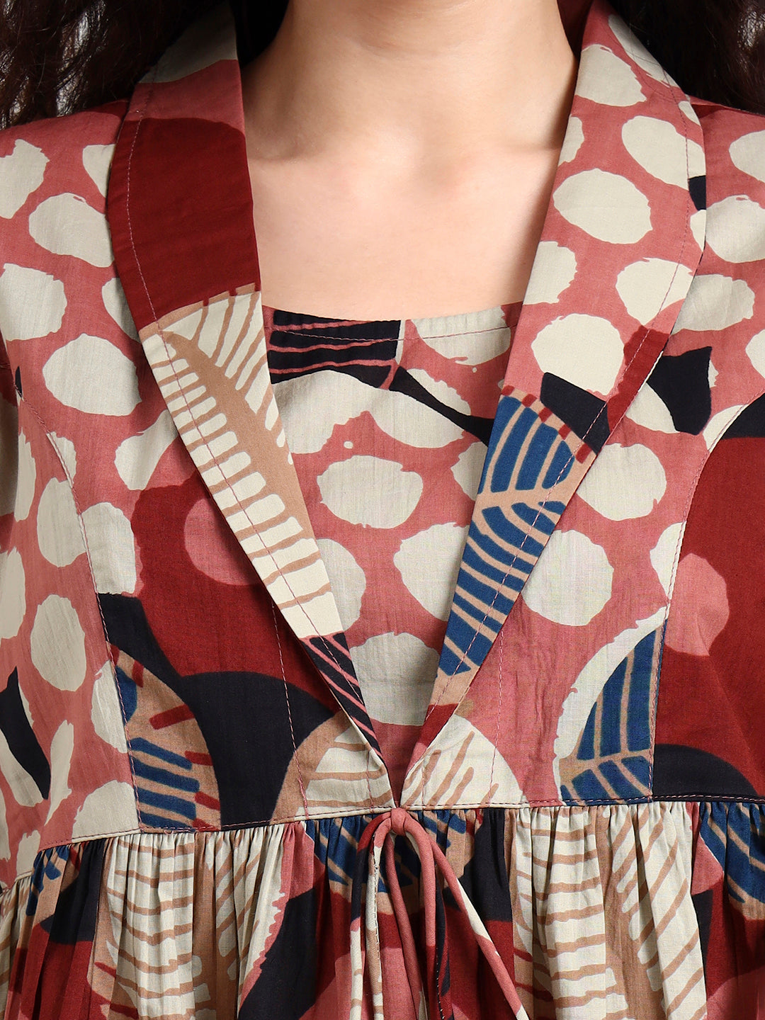 Maroon Floral Print Cotton Top