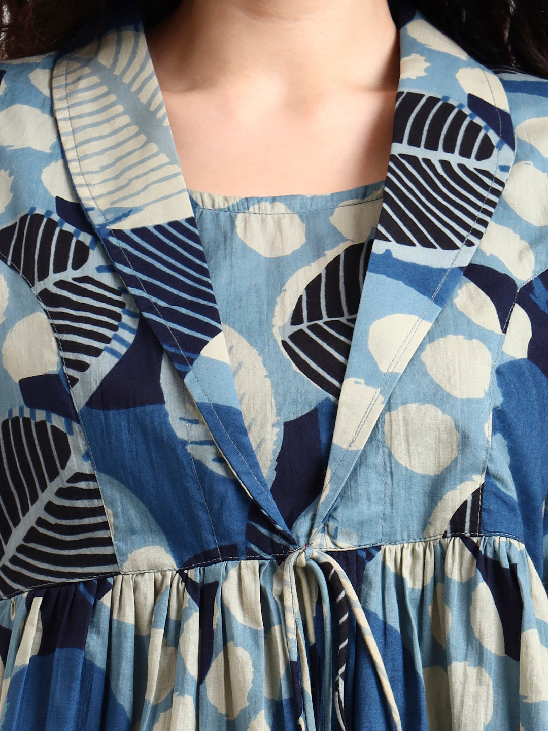Blue Floral Print Cotton Top