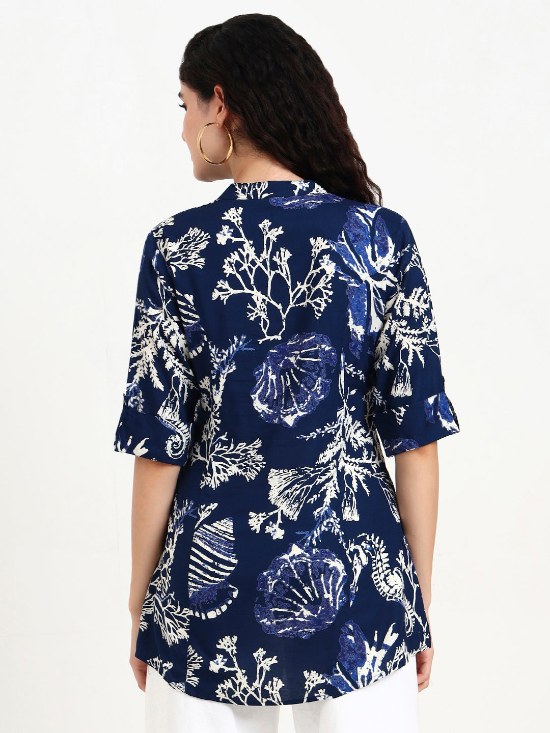 Blue Printed Rayon Top