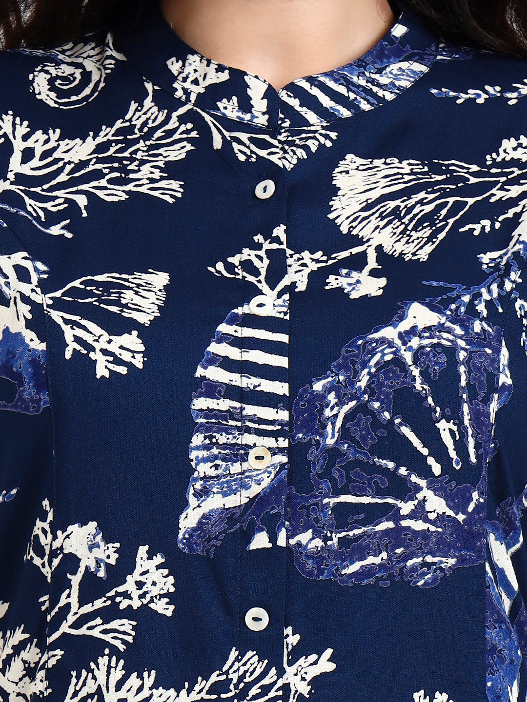 Blue Printed Rayon Top