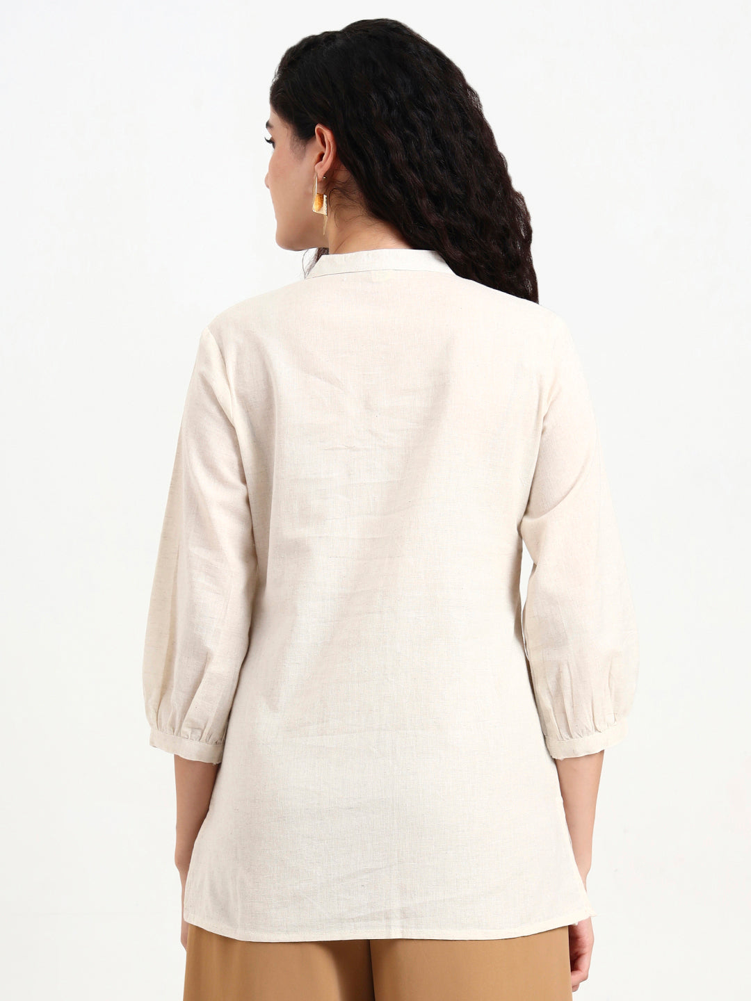 Off White Embroidered Cotton Top