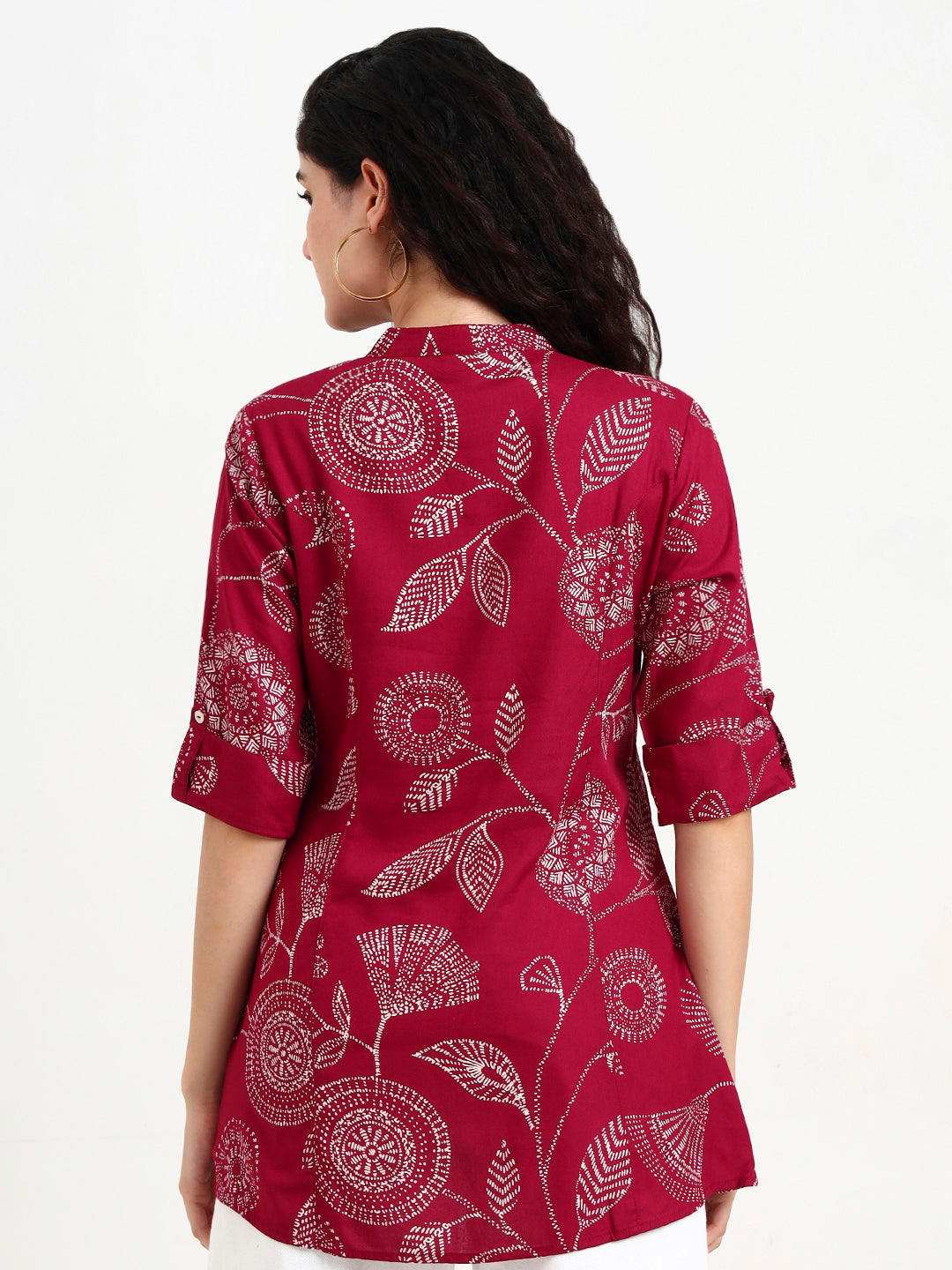 Maroon Printed Rayon Top
