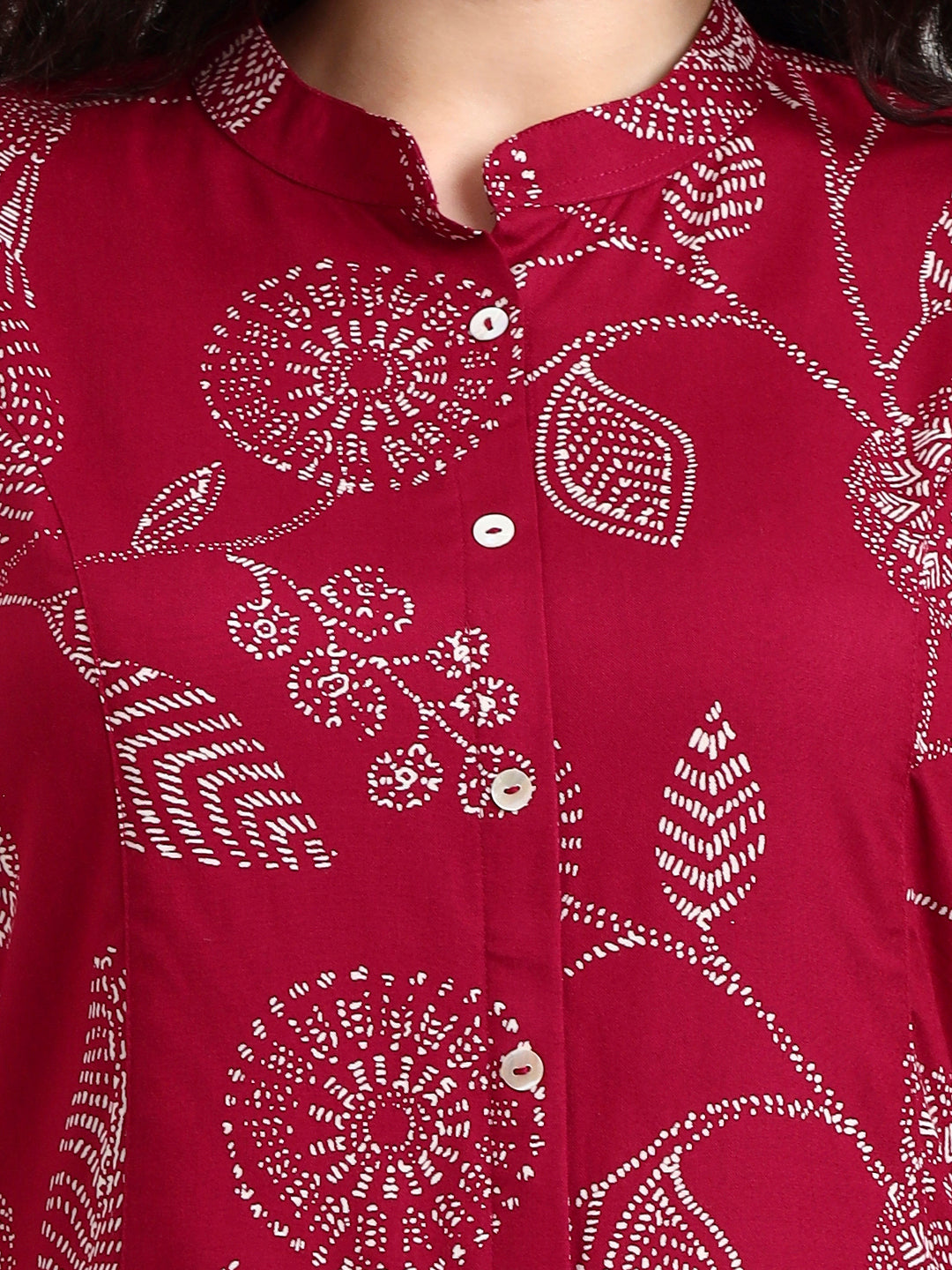 Maroon Printed Rayon Top
