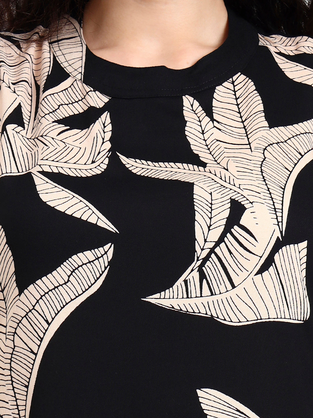 Black Floral Printed Rayon Kurta Pant Sets