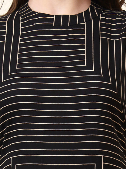 Black Boat Neck Sleeveless Rayon Co-ord Sets