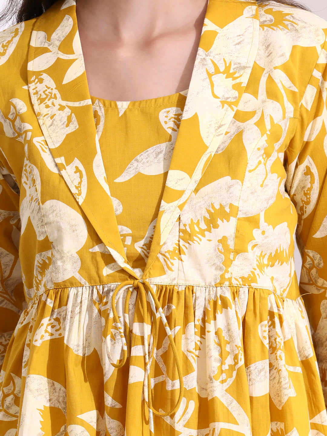 Mustard Lepal Coller Peplum Top