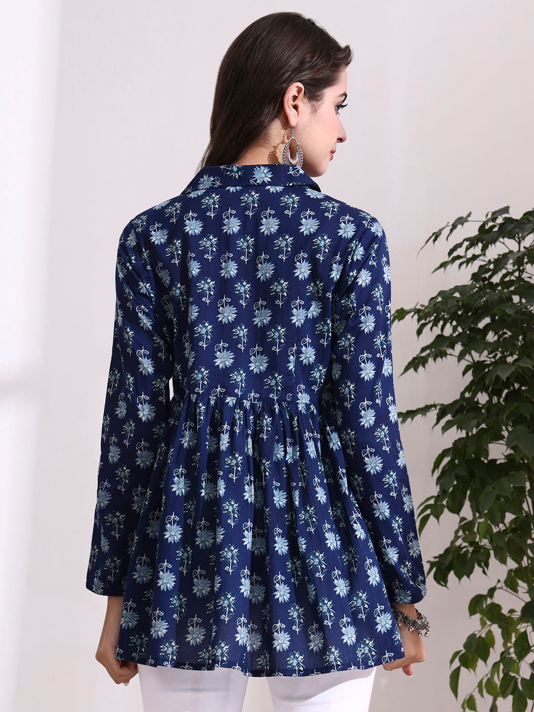 Blue Lepal Coller Peplum Top