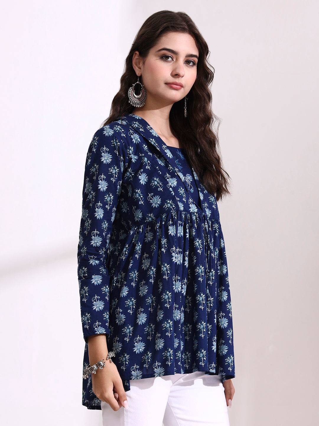 Blue Lepal Coller Peplum Top