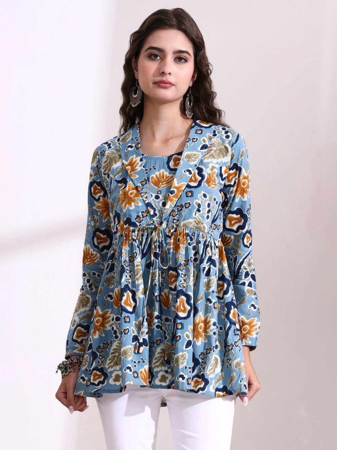 Sky Blue Lepal Coller Peplum Top