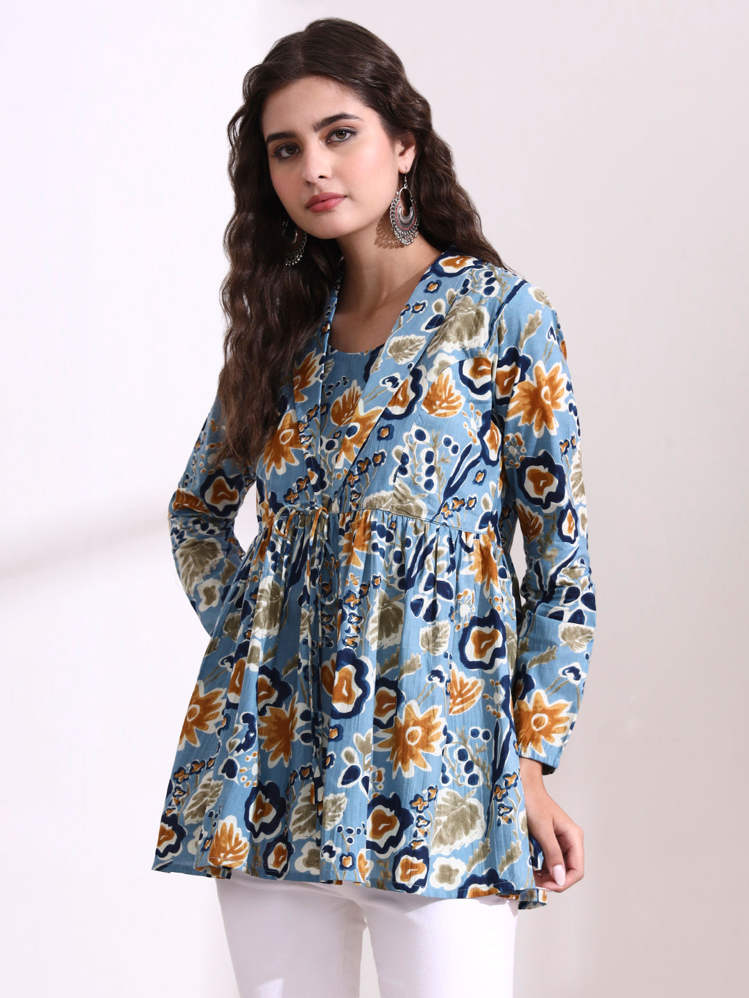 Sky Blue Lepal Coller Peplum Top