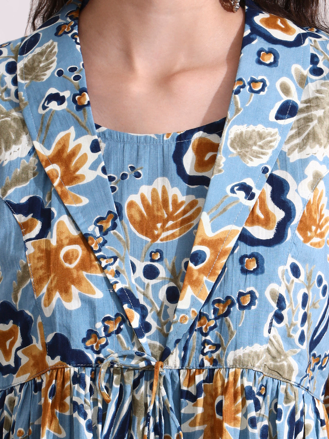 Sky Blue Lepal Coller Peplum Top